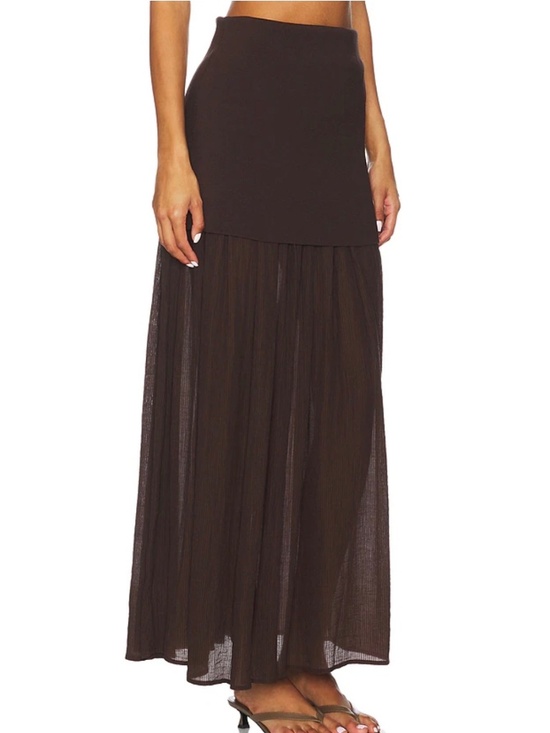 Line & Dot Dresses & Skirts - LINE & DOT ESPRESSO RHONE MIX-MEDIA MAXI SKIRT SIZE MEDIUM - NEW WITH TAG